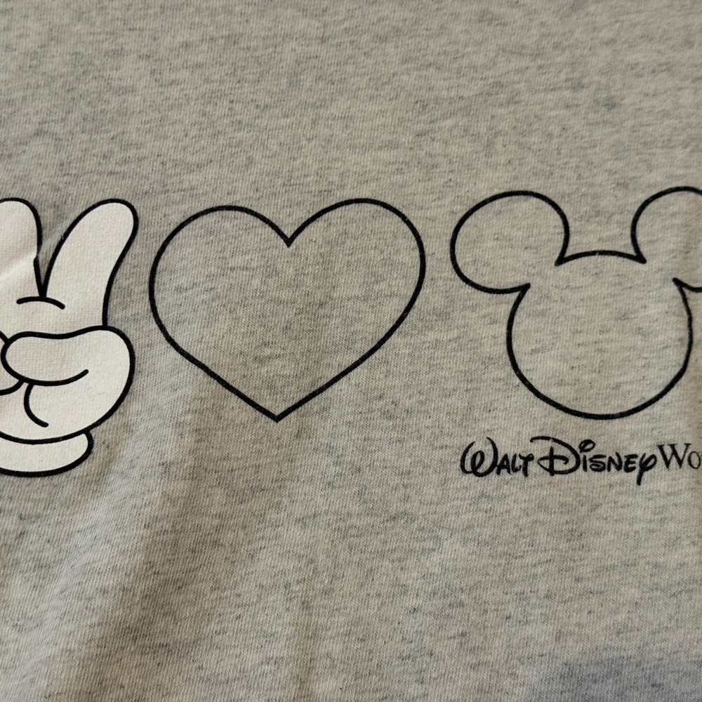 Disney Gray Tee with Peace and Love Design - Picture 2 of 3